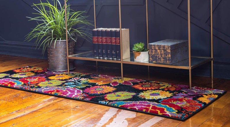 Unique Loom سجادة منطقة مجموعة ليون الفريدة - كينيدي (2' x 6' 1" عداء، أسود/ أخضر) - Image 2